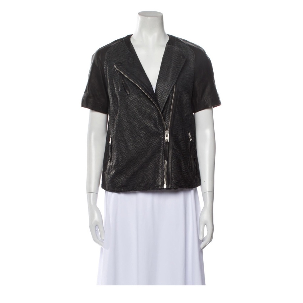 All Saints leather reptile embossed moto- jacket. *RARE* Size: UK 8 US 4